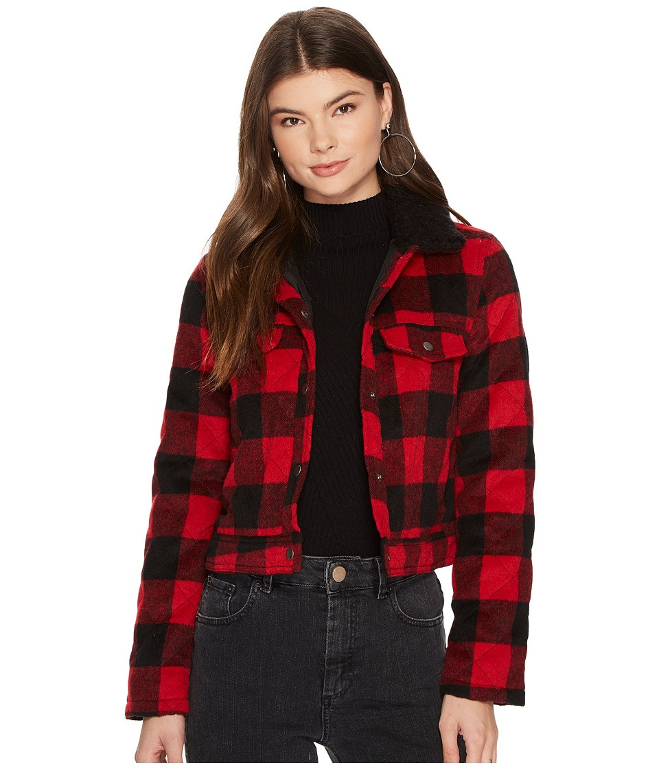Jack by BB Dakota - Cicily Buffalo Plaid Jacket with Sherpa Collar (Ribbon Red) Women's Coat | Zappos