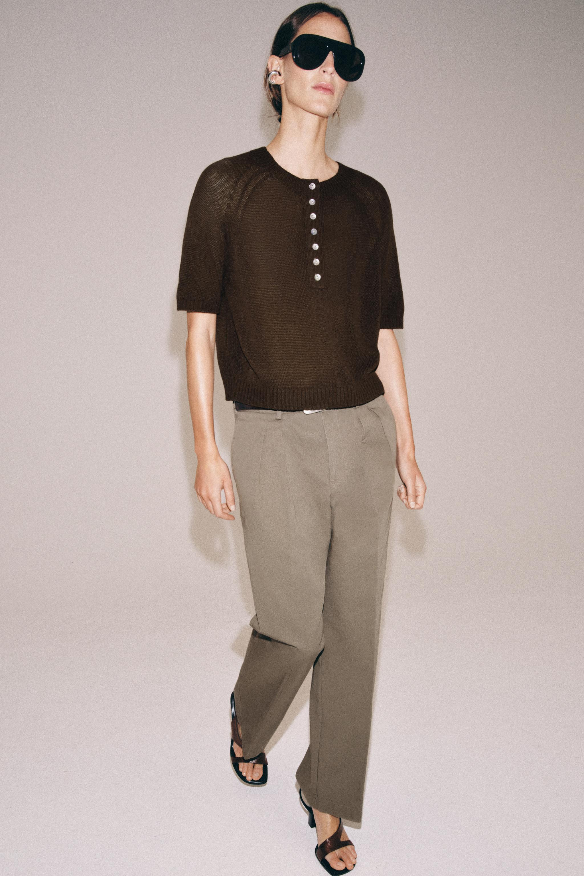 SHORT SLEEVE KNIT JUMPER WITH BUTTONS | Zara UK