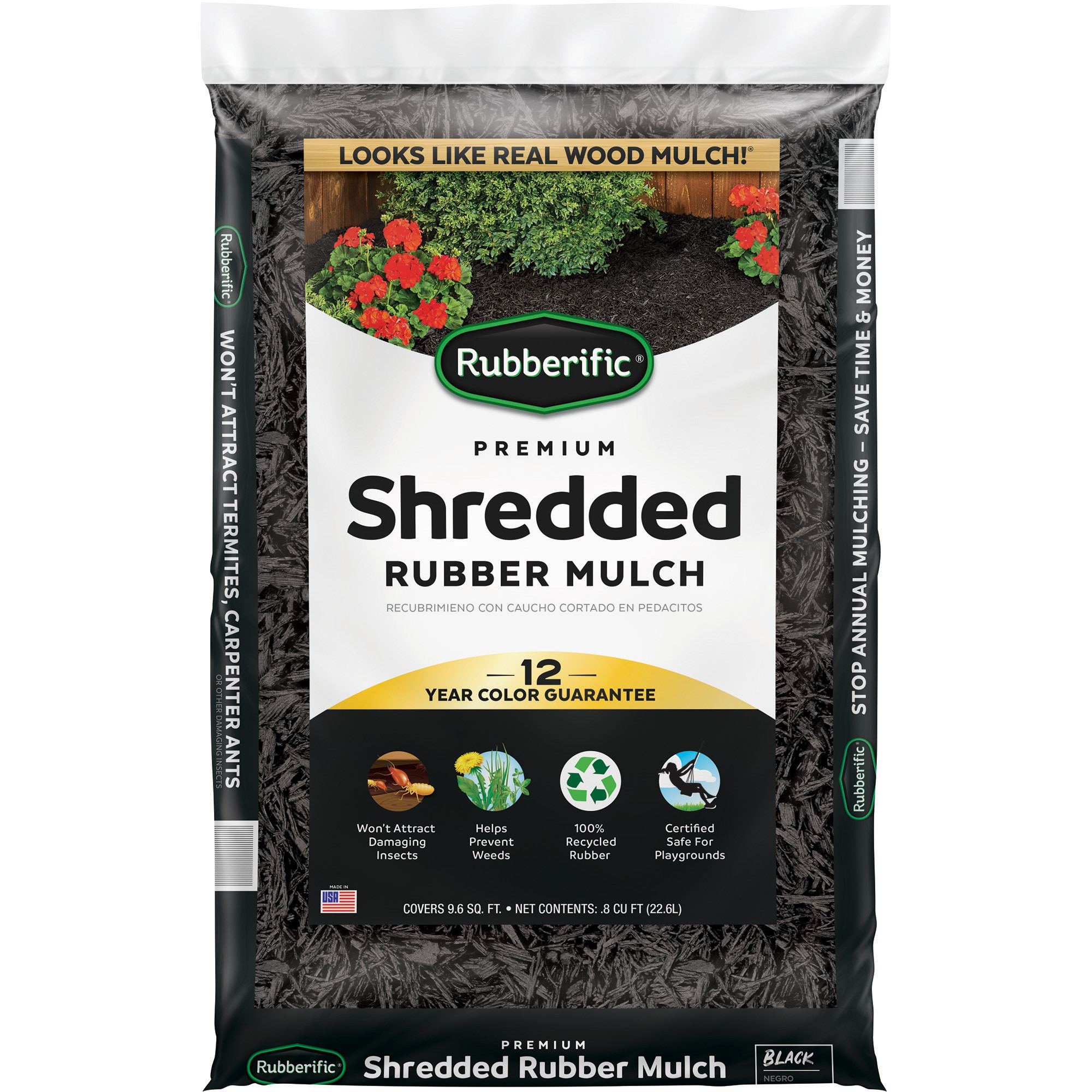 Rubberific Premium Shredded 0.8-cu ft Black Rubber Mulch | LRM8BK | Lowe's