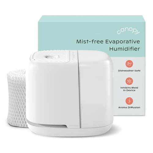 Canopy Bedside Humidifier 2.0, White, 36 HR Run Time, 2.5L Capacity - Reading Light & White Noise - Alleviate Symptoms of Allergies, Flu, Cold, Dry Skin - Humidifier, Filter, Power Cord & Adapter | Amazon (US)
