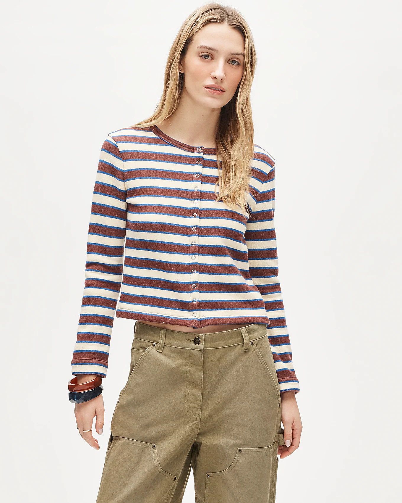 Heritage terry cardigan in stripe | J. Crew US