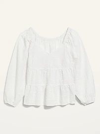 Tiered Seersucker Long-Sleeve Swing Top for Women | Old Navy (US)