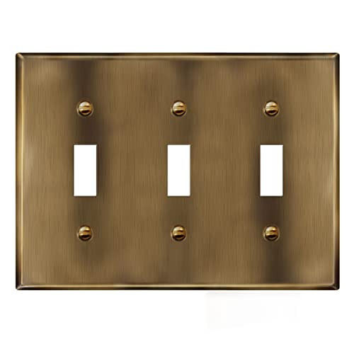 ENERLITES Triple Toggle Light Switch Metal Cover Plate, Stainless Steel Wall Plate, Corrosion Res... | Amazon (US)