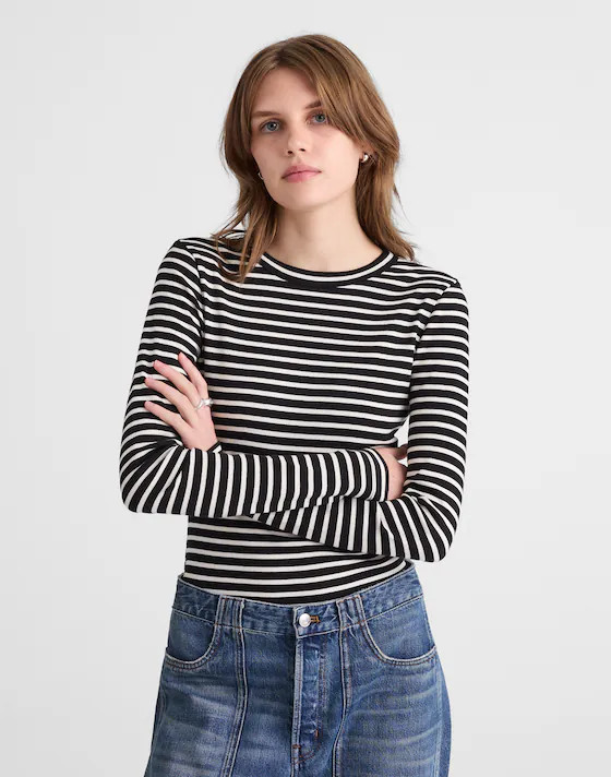 The '90s Long-Sleeve Tee in Compact Cotton | Madewell