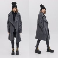 Handmade Wool Blend Long Coat Oversized Lapels, Side Pockets | Etsy (US)