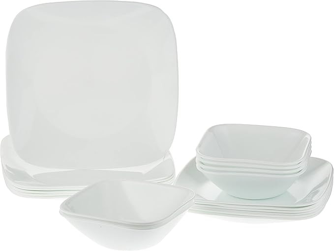 Corelle Square Pure White 18-Piece Dinnerware Set, Service for 6 | Amazon (US)