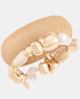 I.N.C. International Concepts2-Pc Set Raffia & Beaded Stretch Bracelets | Macy's