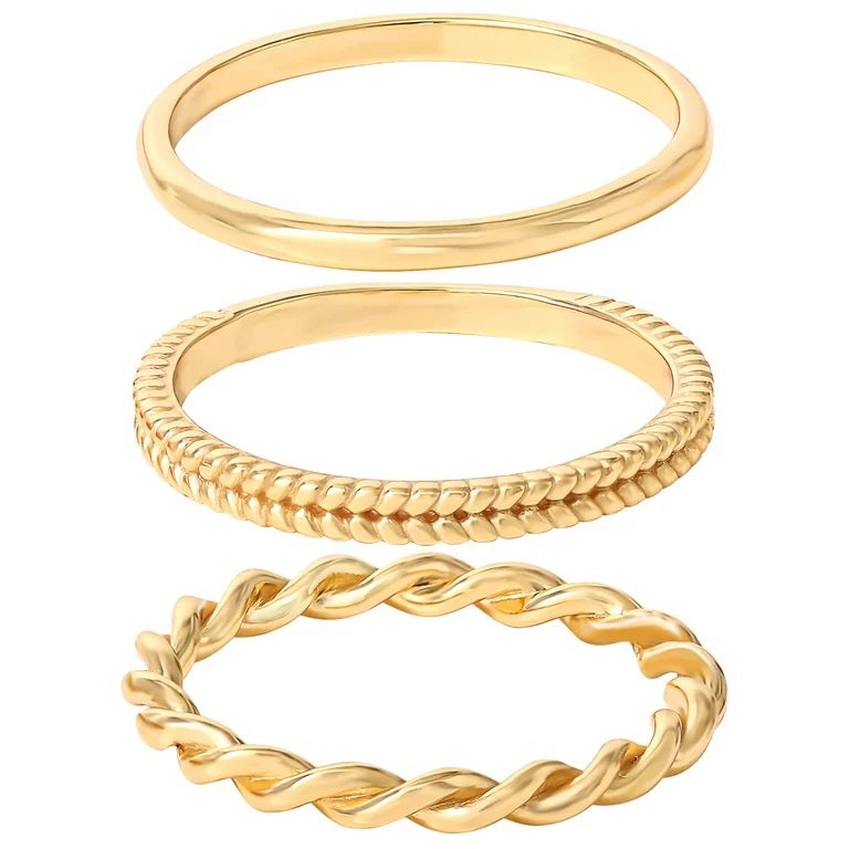 JS Jessica Simpson Women’s Gold Plated Sterling Silver 3 Piece Ring Set | Walmart (US)