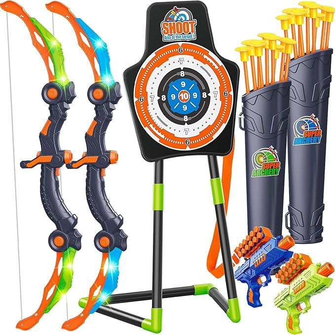 GMAOPHY 2 Pack Bow and Arrow for 5 6 7 8 9 10 11+ Year Old Boys, Birthday Gift for Kids, Indoor O... | Amazon (US)