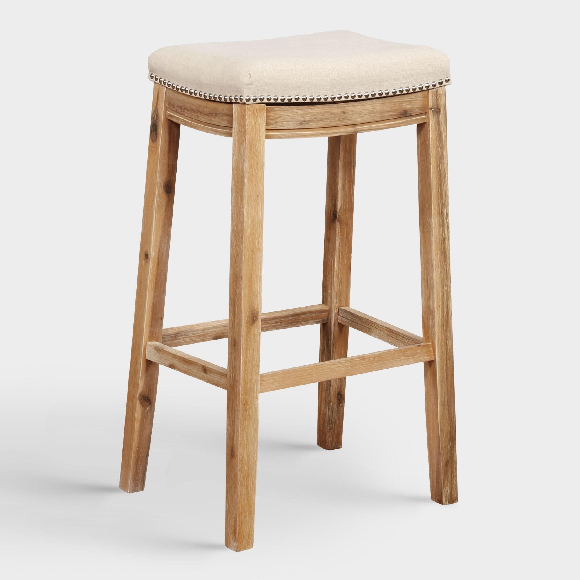 Natural Linen Mia Upholstered Barstool by World Market | World Market