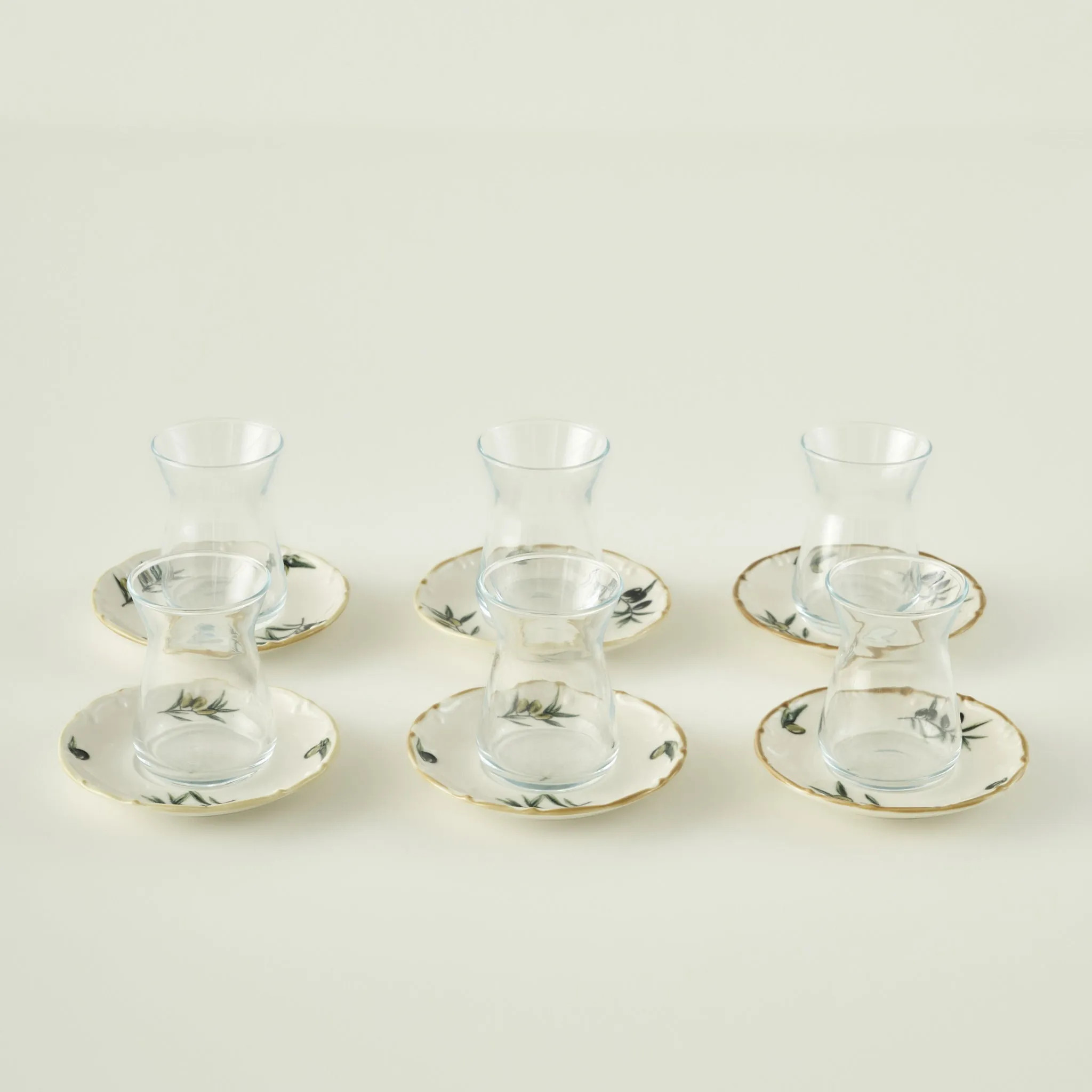 Olive Tea Glass Set with Saucers (6-Piece) - Bella Maison | Bella Maison USA