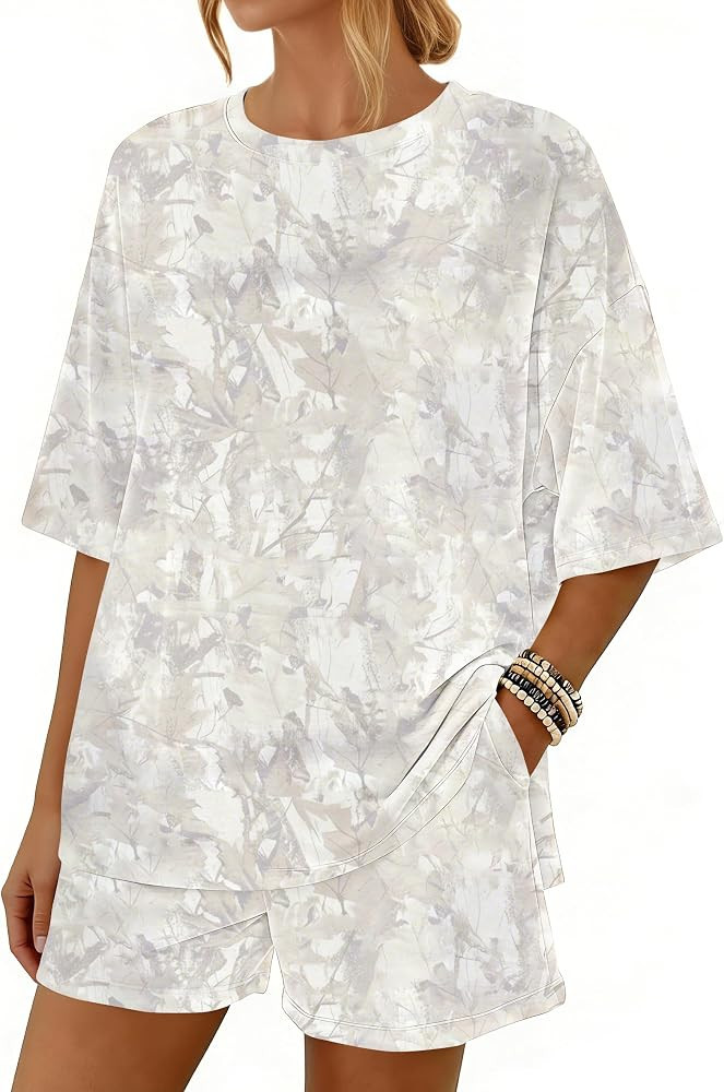 Eutten 2 Piece Short Sets for Women Summer Short Sleeve Shirt Top Camo Outfits Casual Matching Lo... | Amazon (US)