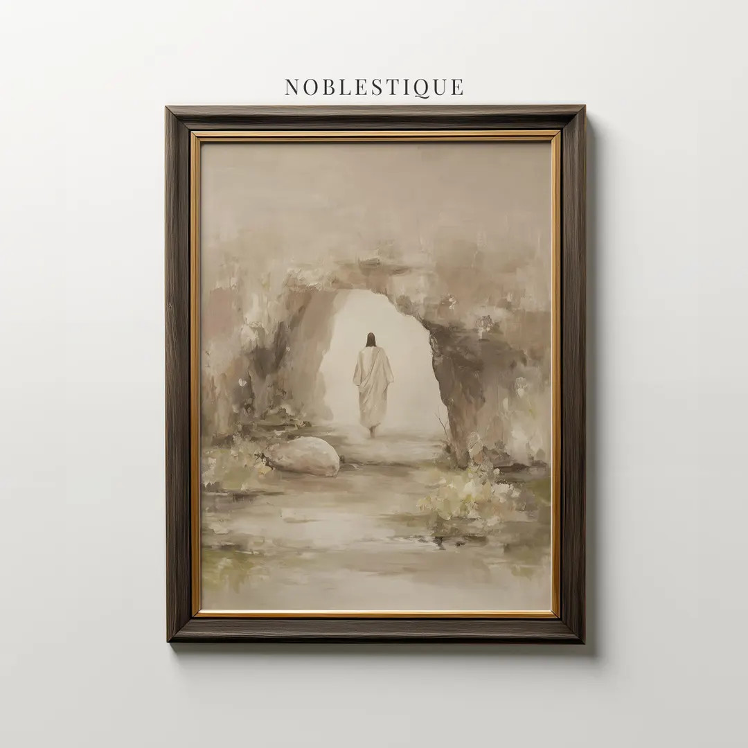 Vintage Jesus Resurrection Painting Print: Empty Tomb Easter Wall Art [DIGITAL DOWNLOAD] - Etsy | Etsy (US)