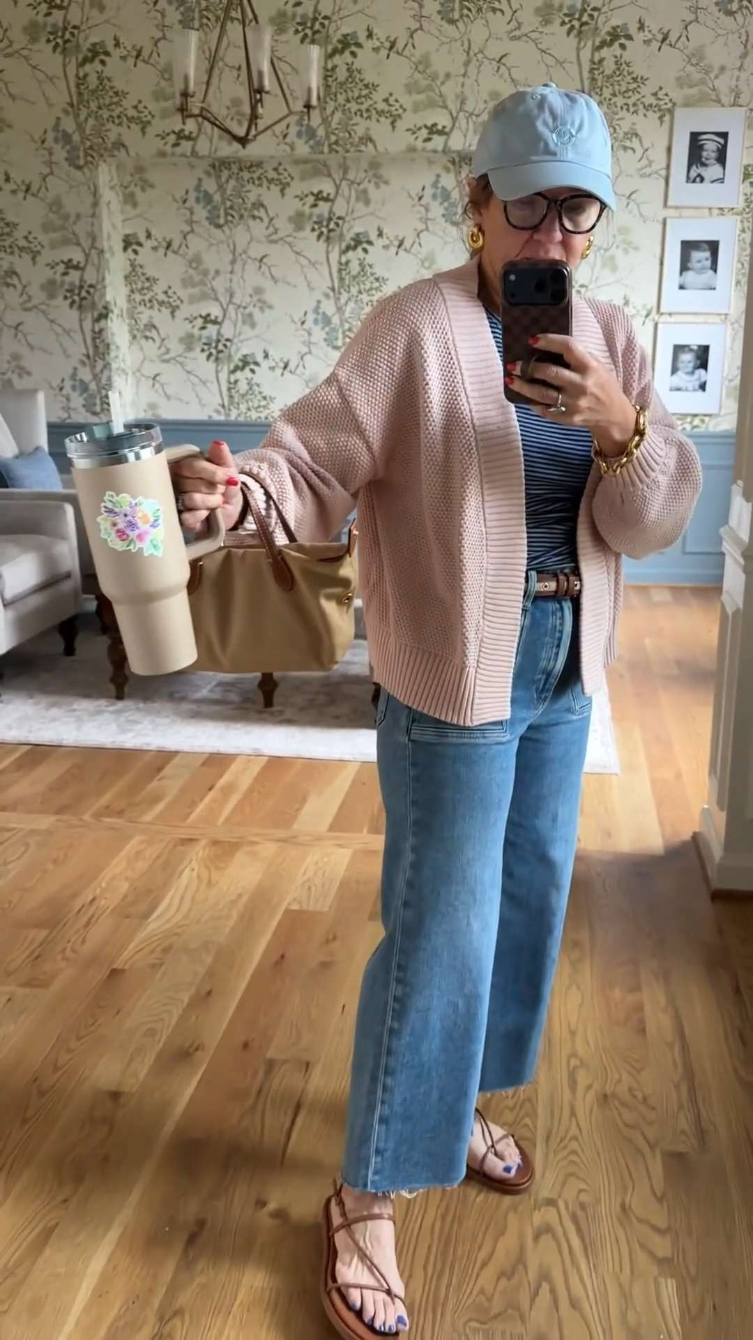 Easy everyday outfits are my favorite 🫶🏻

Loving these cropped premium denim jeans paired with a lightweight Quince sweater for a relaxed but polished casual look. Add a striped tee, woven tote, and comfy sandals and you have the perfect outfit for errands, travel days, coffee runs, or casual weekends! 

 #LTKootd #LTKSeasonal #LTKOver40