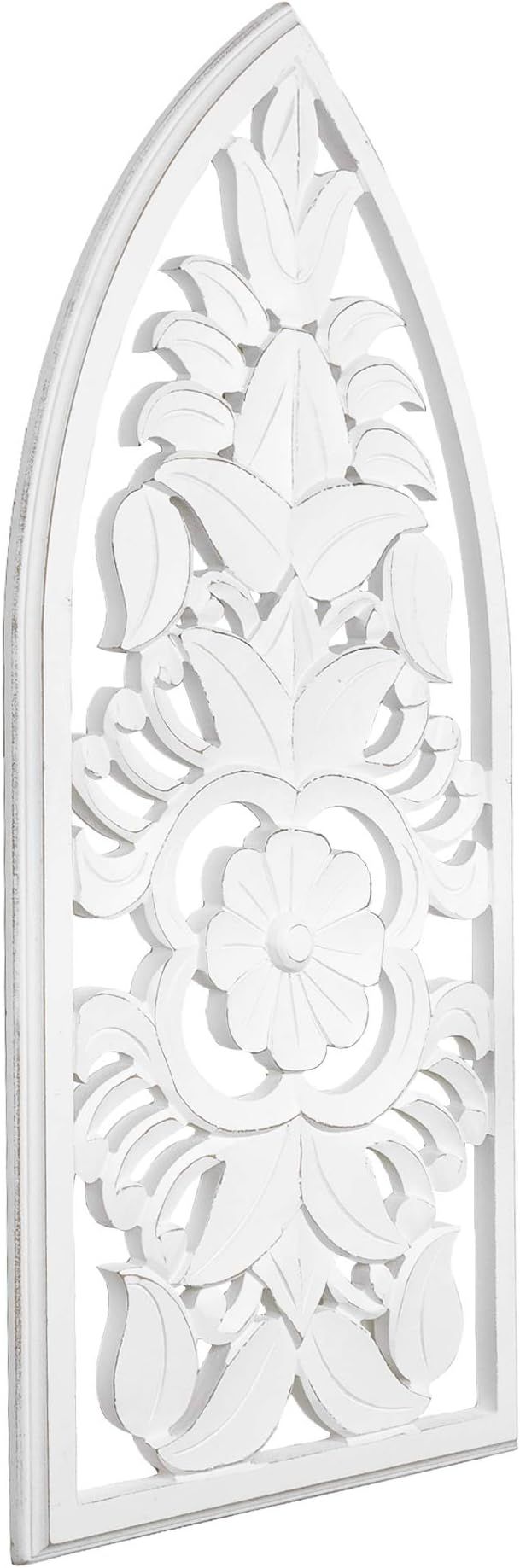 American Art Decor Cathedral Style Hand-Carved Wood Wall Panel, Carved Out Antique Floral Wall De... | Amazon (US)