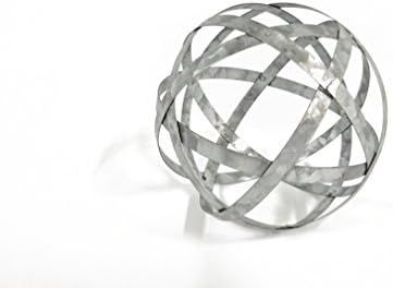 Everydecor Decorative Sphere - Distressed Galvanized Metal Bands Sculpture - Modern Home Decor Ac... | Amazon (US)