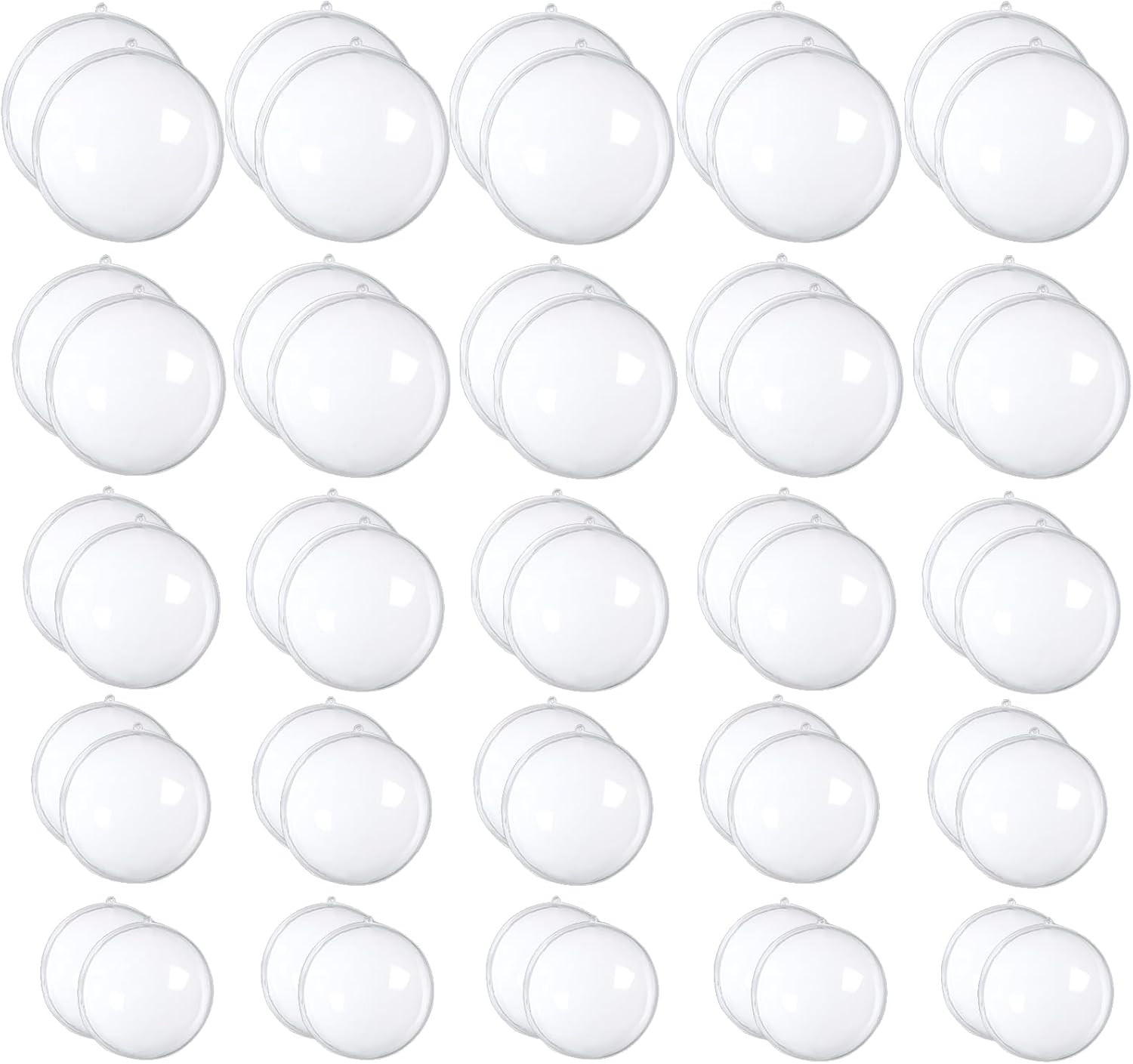 50 Set 100PCS Clear Plastic Fillable Ornaments,Transparent DIY Christmas Fillable Ball,Plastic DIY Fillable Decoration Balls 5 Different Sizes for Christmas Tree,Wedding,Party,Home Decor | Amazon (US)