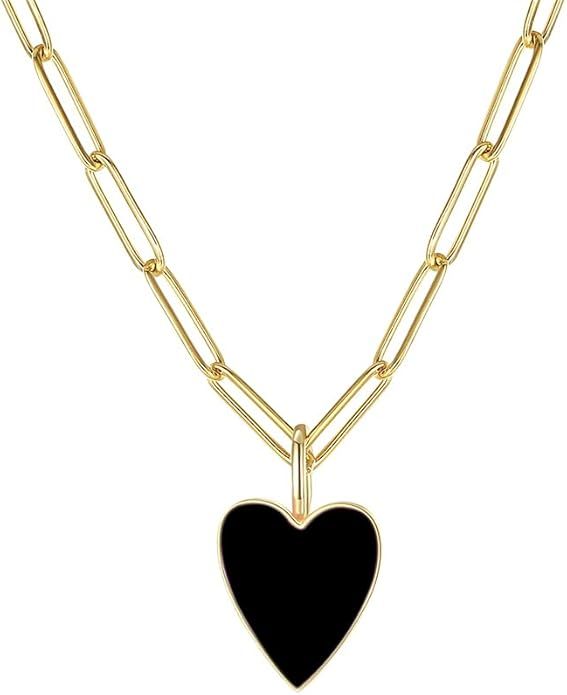 Meeran Heart Necklace for Women,Preppy Jewelry Dainty Paperclip Chain Necklace for Women,Cute Pin... | Amazon (US)