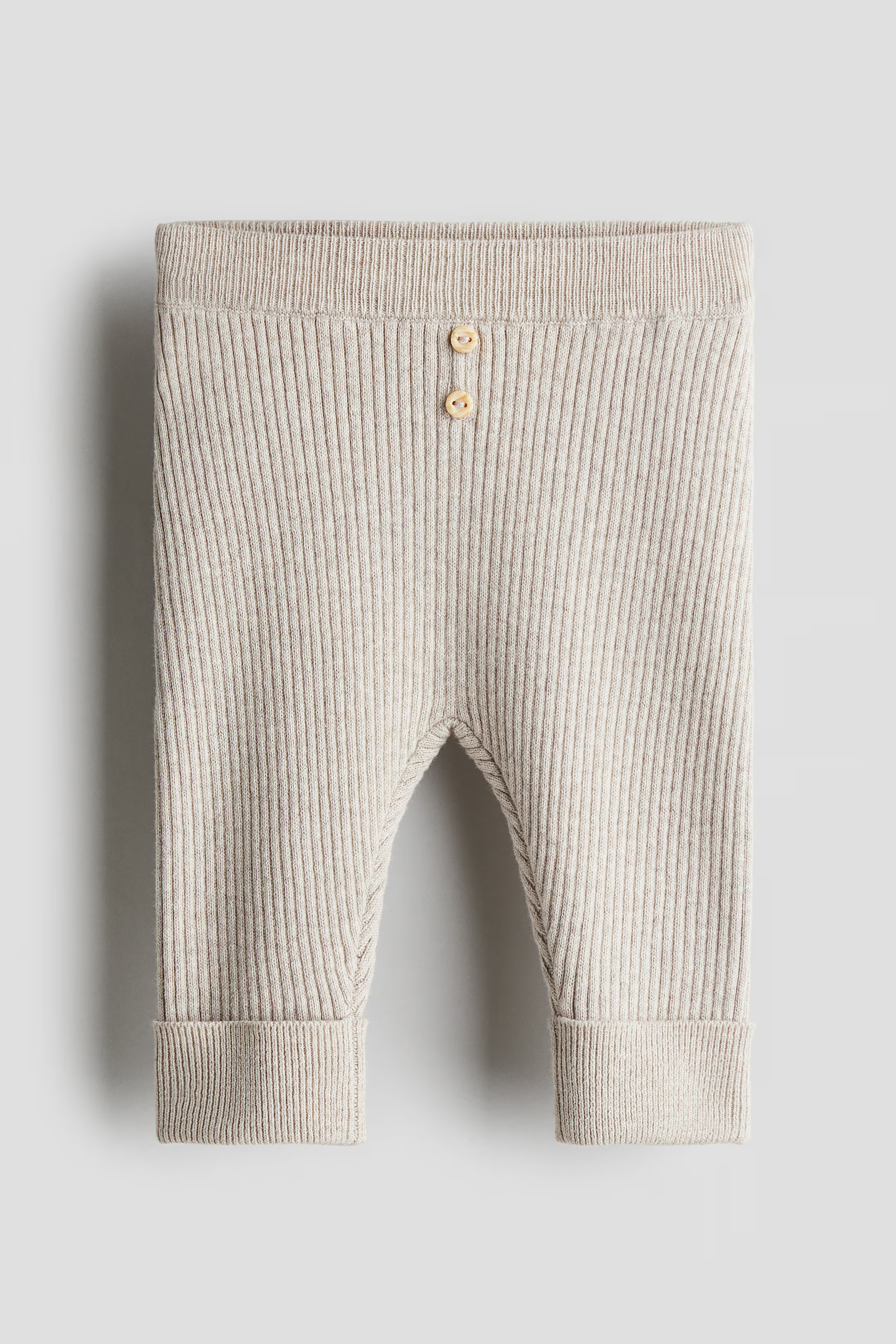 Rib-knit trousers - Regular waist - Long - Beige - Kids | H&M GB | H&M (UK, MY, IN, SG, PH, TW, HK)