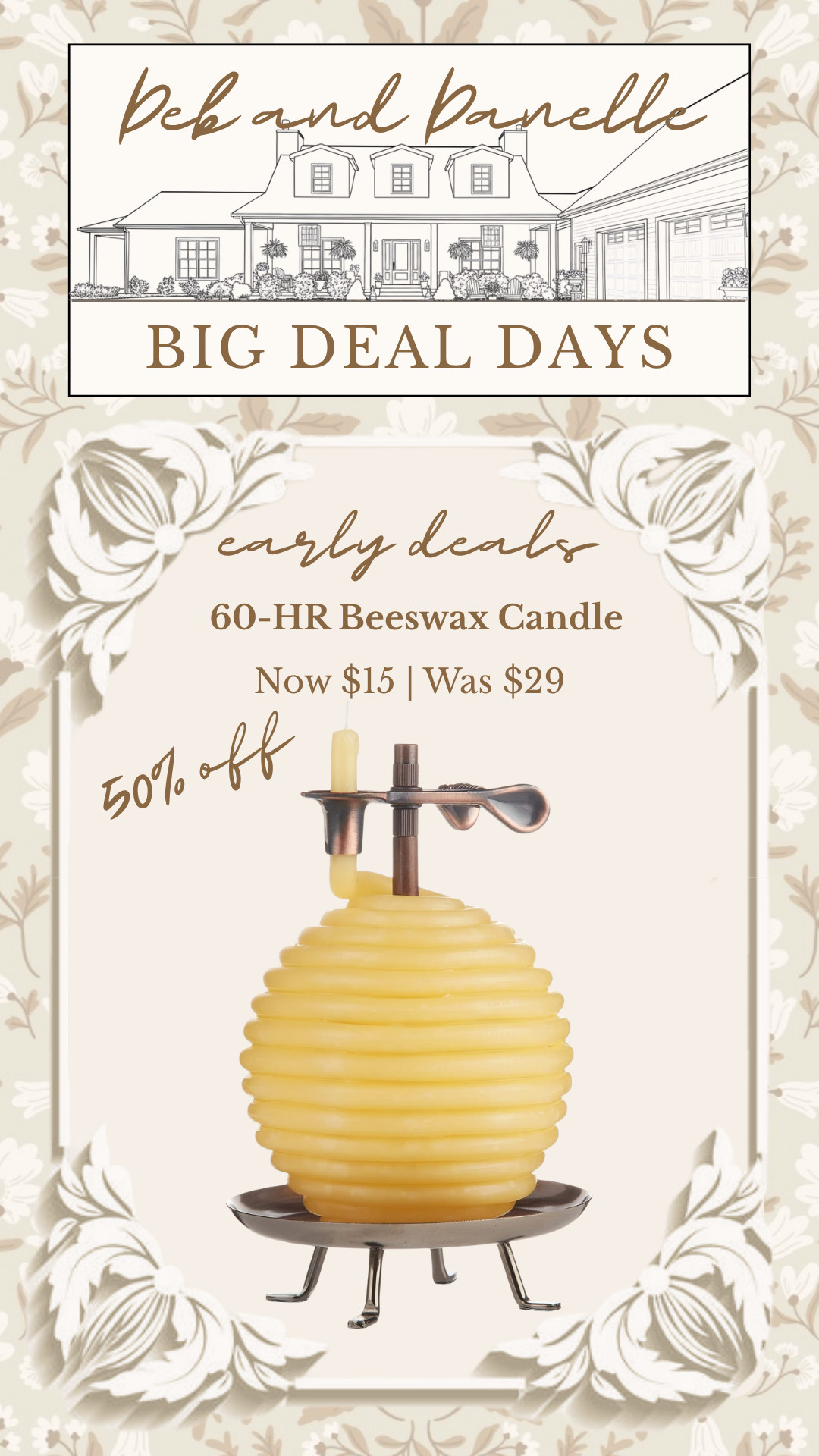 This is an excellent deal on this 60-hour beeswax vintage-style candle. It is currently 50% off for the Prime Big Deal Days early sales event.  

 #LTKHome #LTKSaleAlert