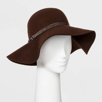 Women's Felt Wide Brim Floppy Hat - A New Day™ Brown | Target
