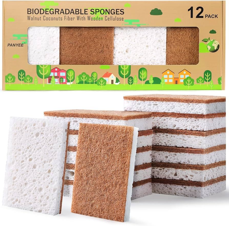PANYEE Biodegradable Natural Kitchen Sponge，Eco Friendly Sponges for Dishes,Compostable Cellulo... | Amazon (US)