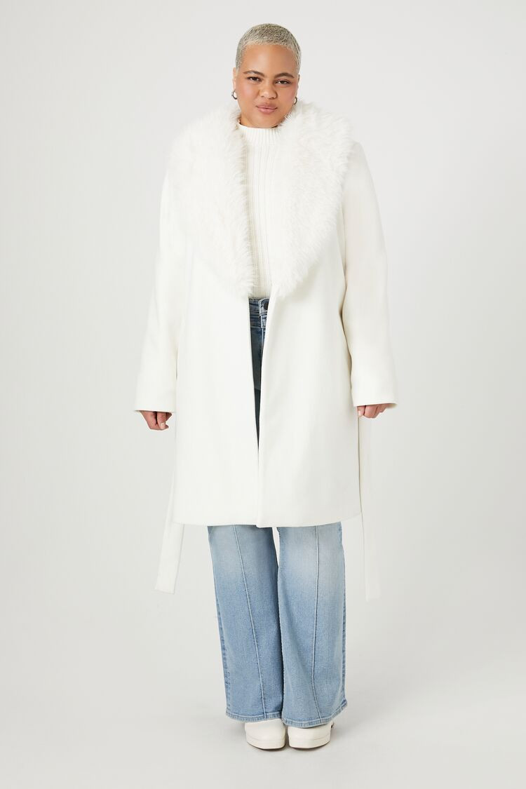 Plus Size Faux Fur-Trim Trench Coat | Forever 21 | Forever 21 (US)