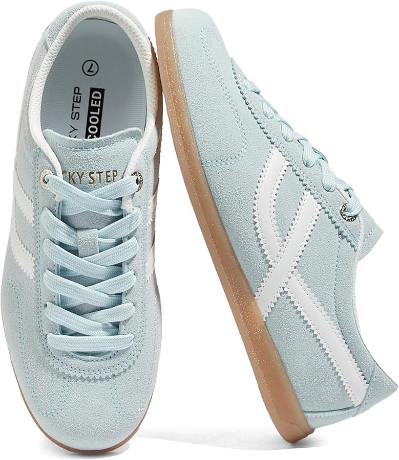 LUCKY STEP Women's Classic Retro Sneakers Casual Fashion Gum Sole Trainer Cow Suede Running Walki... | Amazon (US)