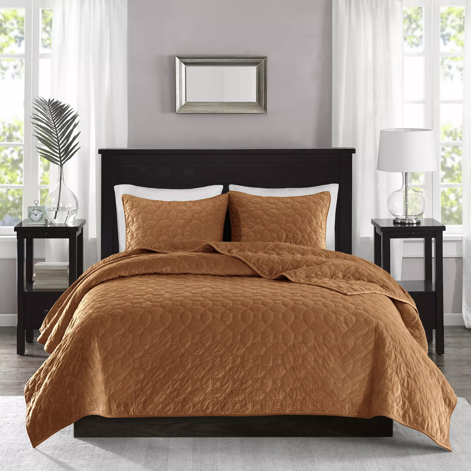 Madison Park Emery 3-Piece Velvet Quilt Set with Shams, Red | Kohl's