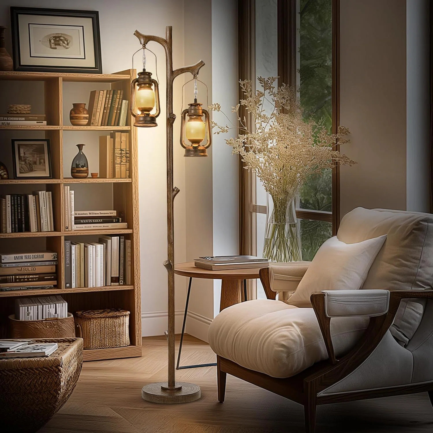68" Rustic Farmhouse Tree Trunk Floor Lamp Country Brown Finish Wood Vintage Standing Tall Lamp W... | Wayfair North America