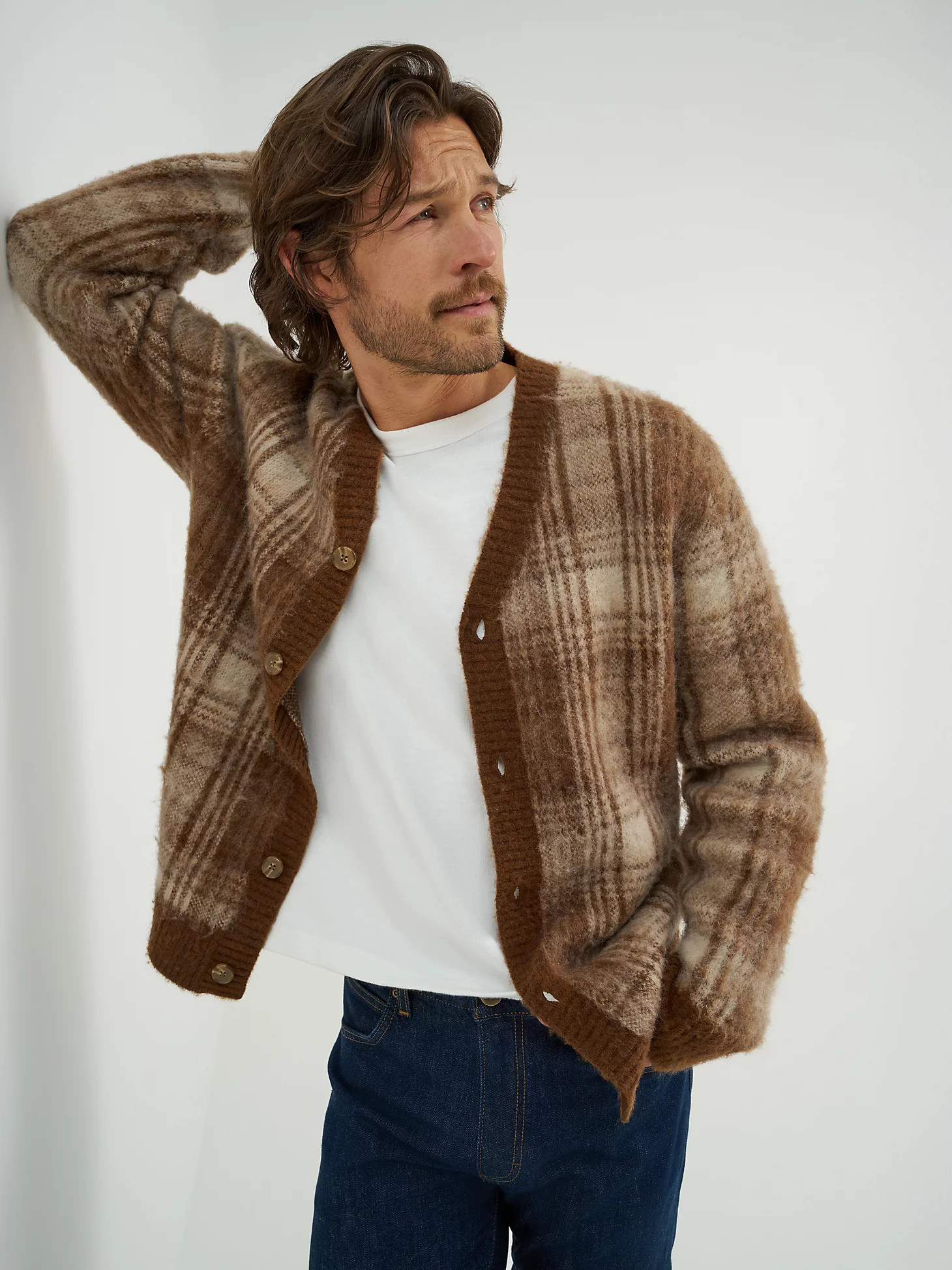 Men's Plaid Cardigan Sweater | Lee Jeans