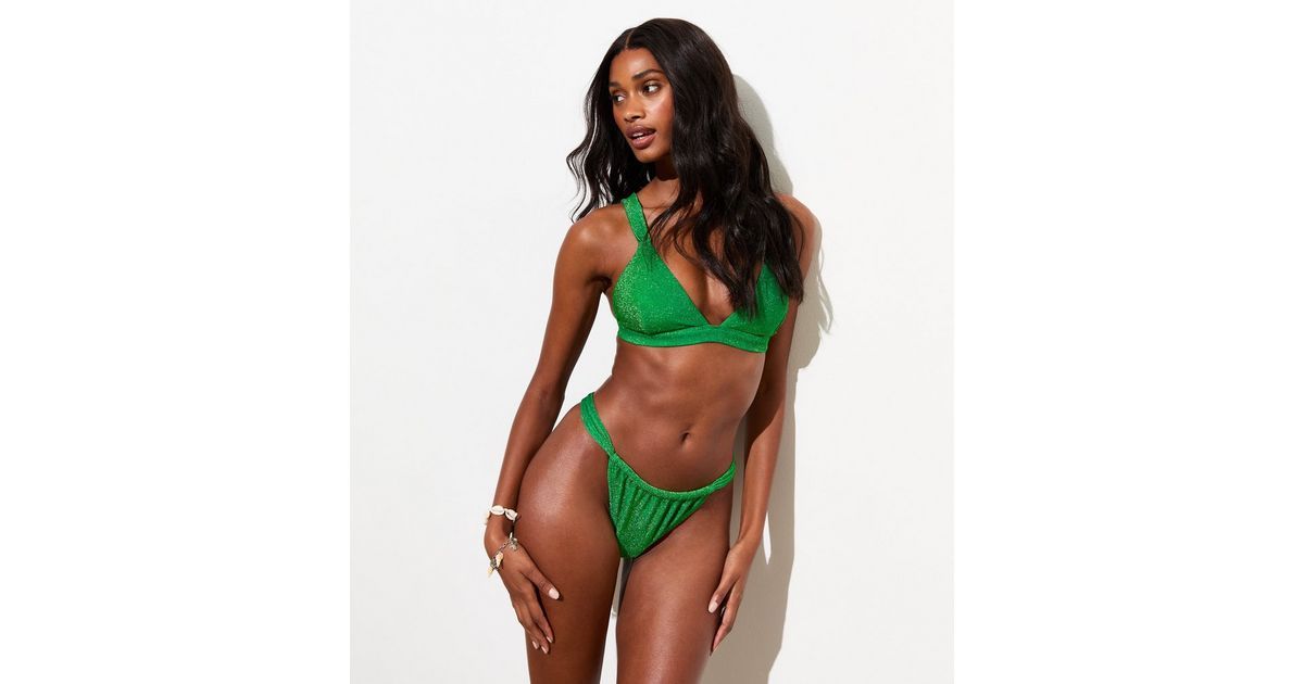 Green Glittered Tanga Bikini Bottoms
						
						Add to Saved Items
						Remove from Saved Item... | New Look (UK)