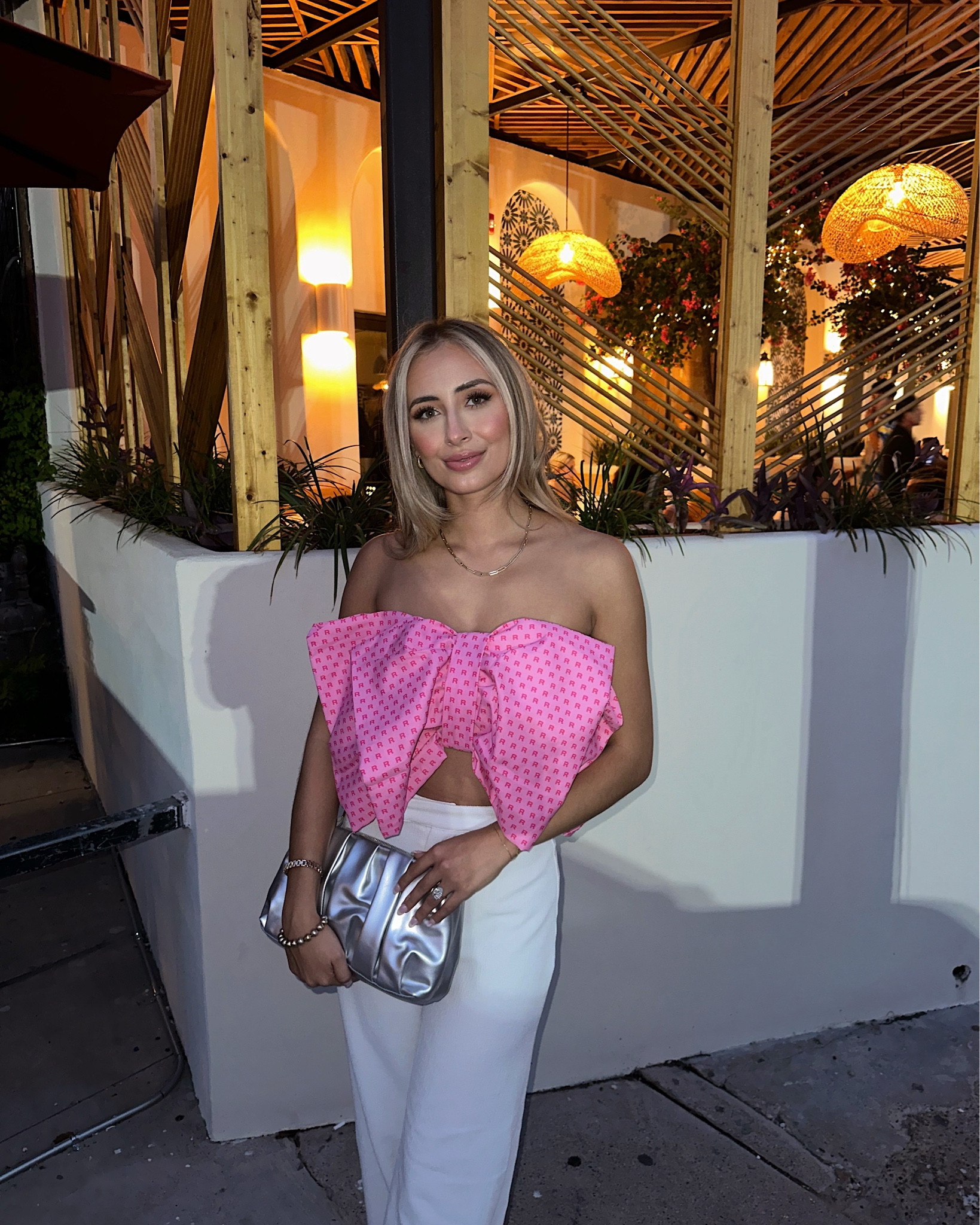 Amazon find
Pink bow top
Statement top 
Pink aesthetic 
White trouser pants 
Night out style
Silver purse 
Birthday outfit 
Date night outfit 
Going out fashion 
Girly aesthetic 
City style 

#LTKfindsunder50 #LTKstyletip #LTKxPrime