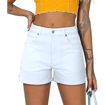ZOLUCKY Women's Casual Summer Denim Shorts Mid Waisted Stretchy Ripped Jean Shorts with Pockets | Amazon (US)