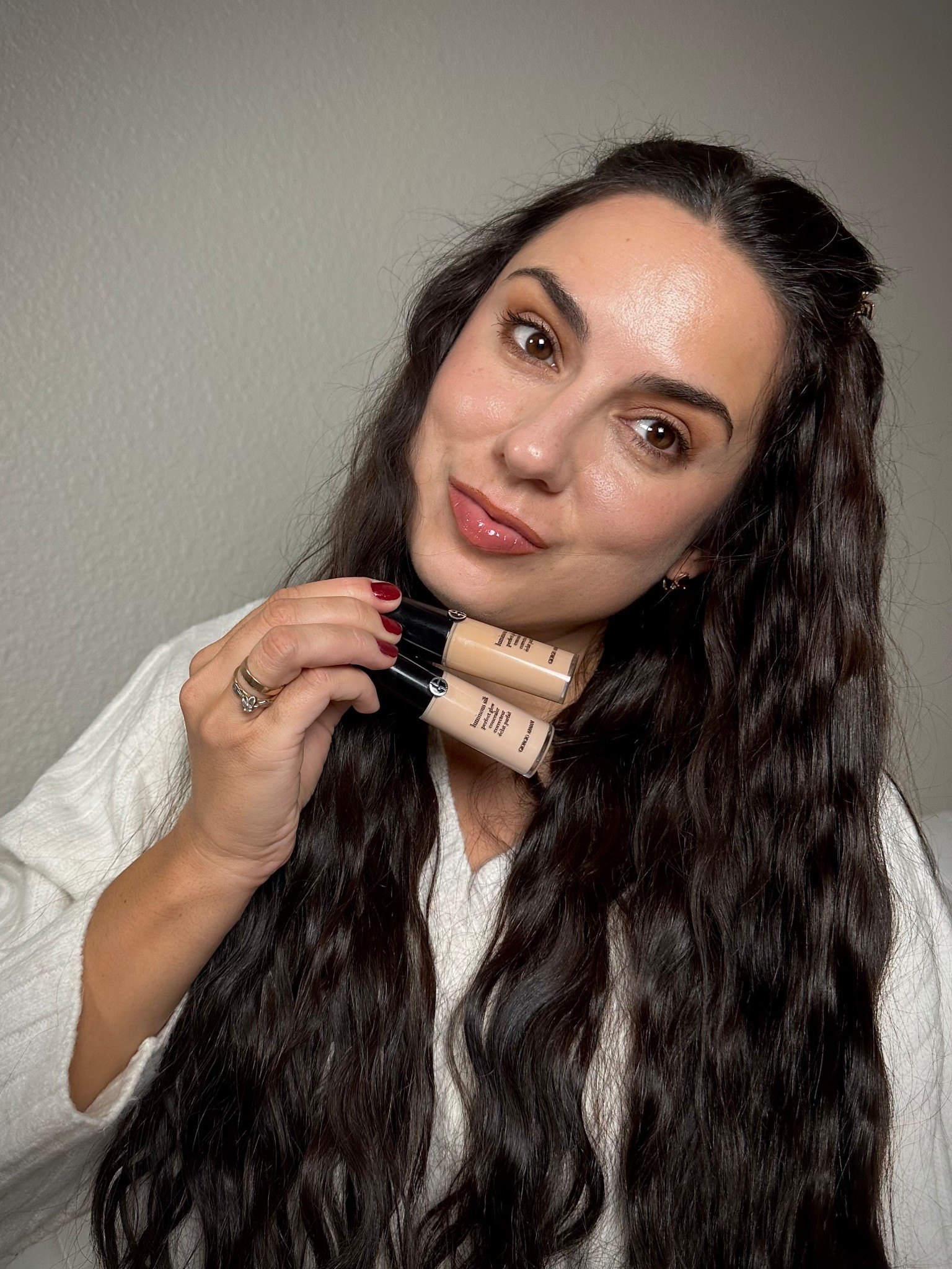 5 minute makeup with Armani Beauty concealers. I used Luminous Silk Concealer — shade 4.5 to conceal and 3.75 to brighten.