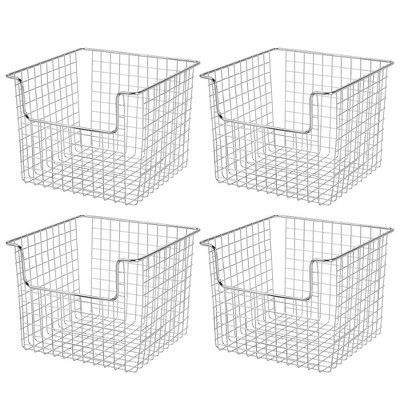 mDesign Metal Kitchen Food Storage Basket, Open Front - 4 Pack | Target