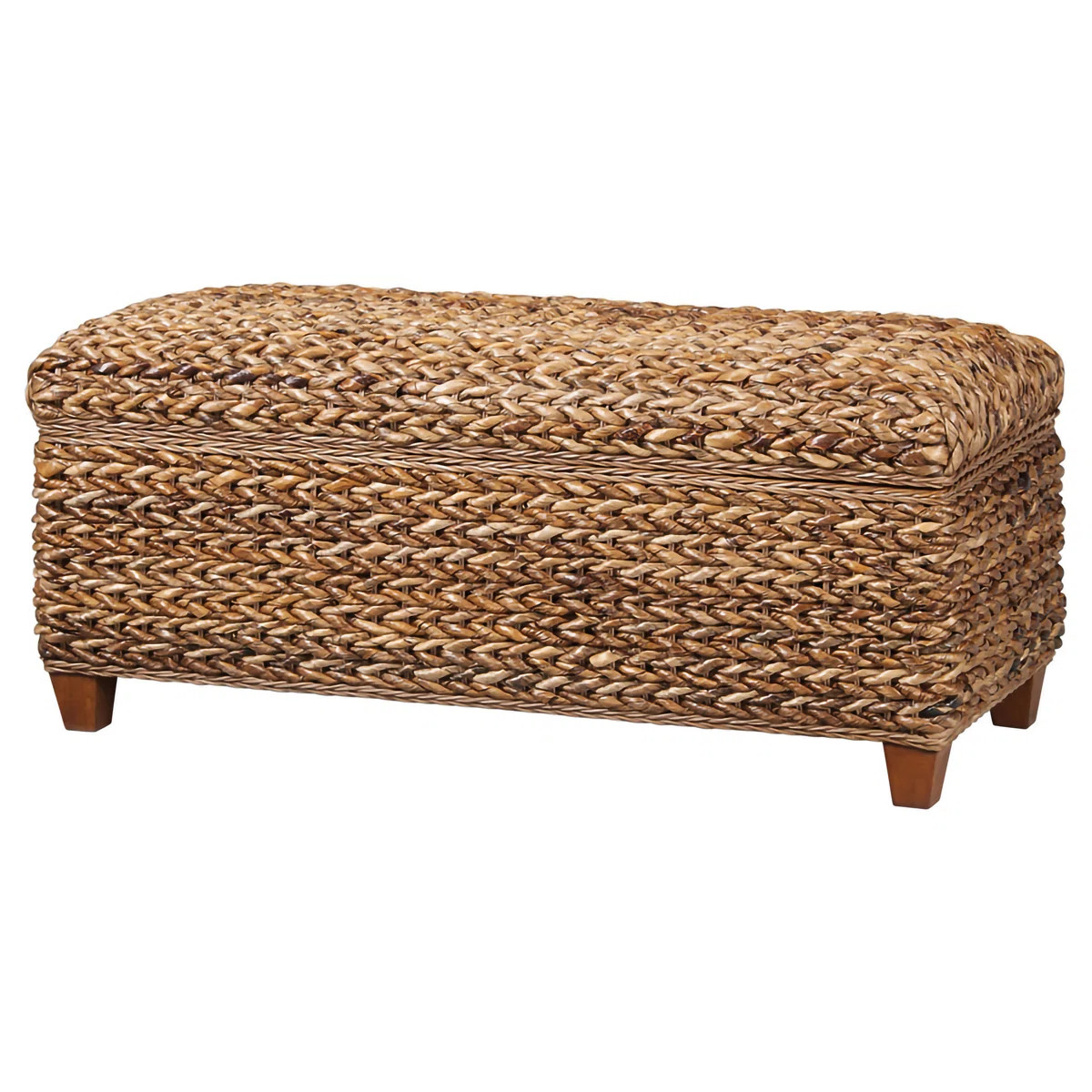 Arleen Wicker Hand-Woven Banana Leaf Storage Bench Amber | Wayfair North America