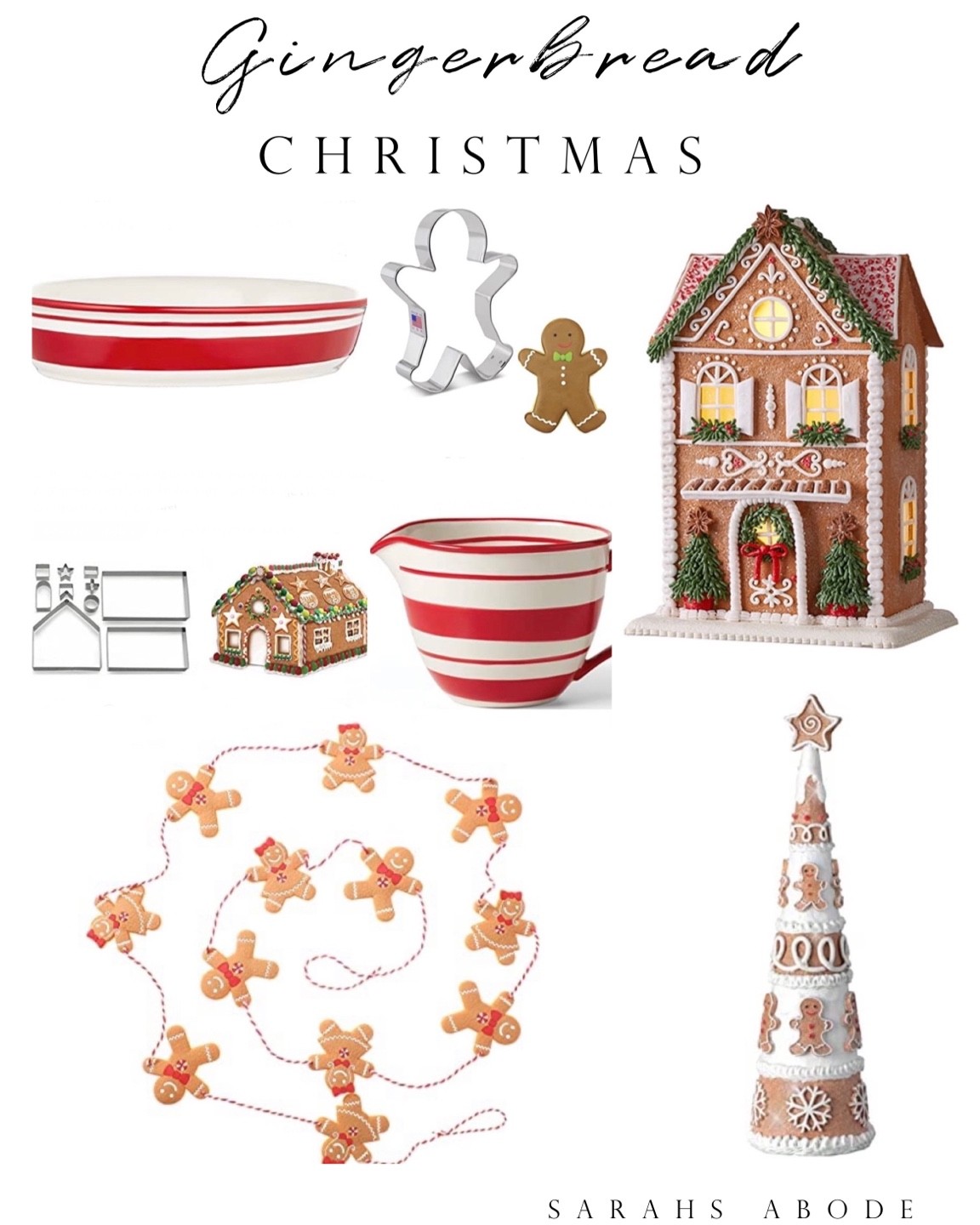 Gingerbread theme Christmas decor!! Add a festive feeling to your kitchen! 

Red and white stripes. Gingerbread cookie cutter. Gingerbread house. Gingerbread Christmas tree. Gingerbread garland   Candycane ornaments. Peppermint  

#LTKSeasonal #LTKHoliday #LTKHome