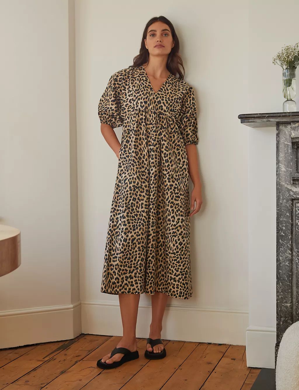 Organic Cotton Animal Print Midi Dress | Marks & Spencer (UK)