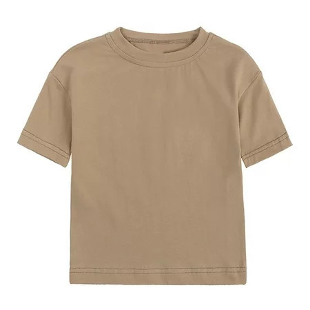 NIEWTR Toddler Baby Girls T Shirt Solid Color Blouse Ruffle Top Cotton Basic Tees Plain Shirt(Coffee 4-5 Y) | Walmart (US)