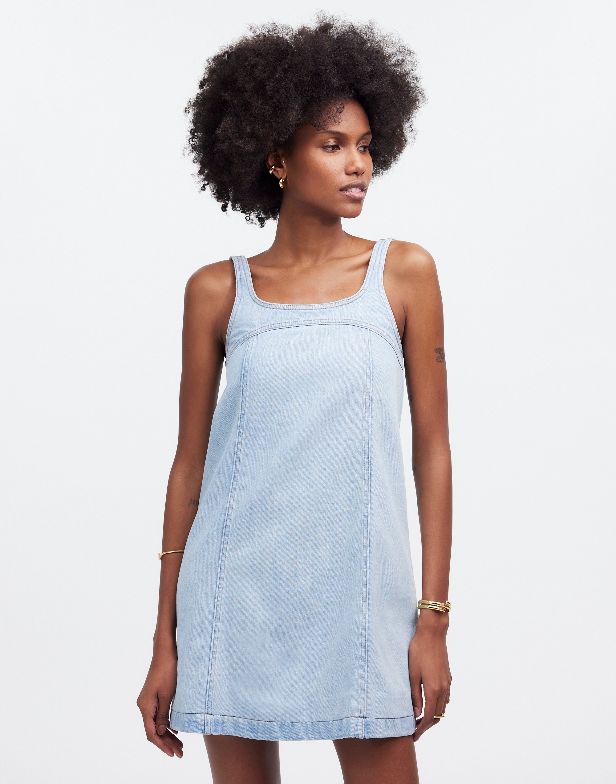 Denim A-Line Sleeveless Mini Dress | Madewell
