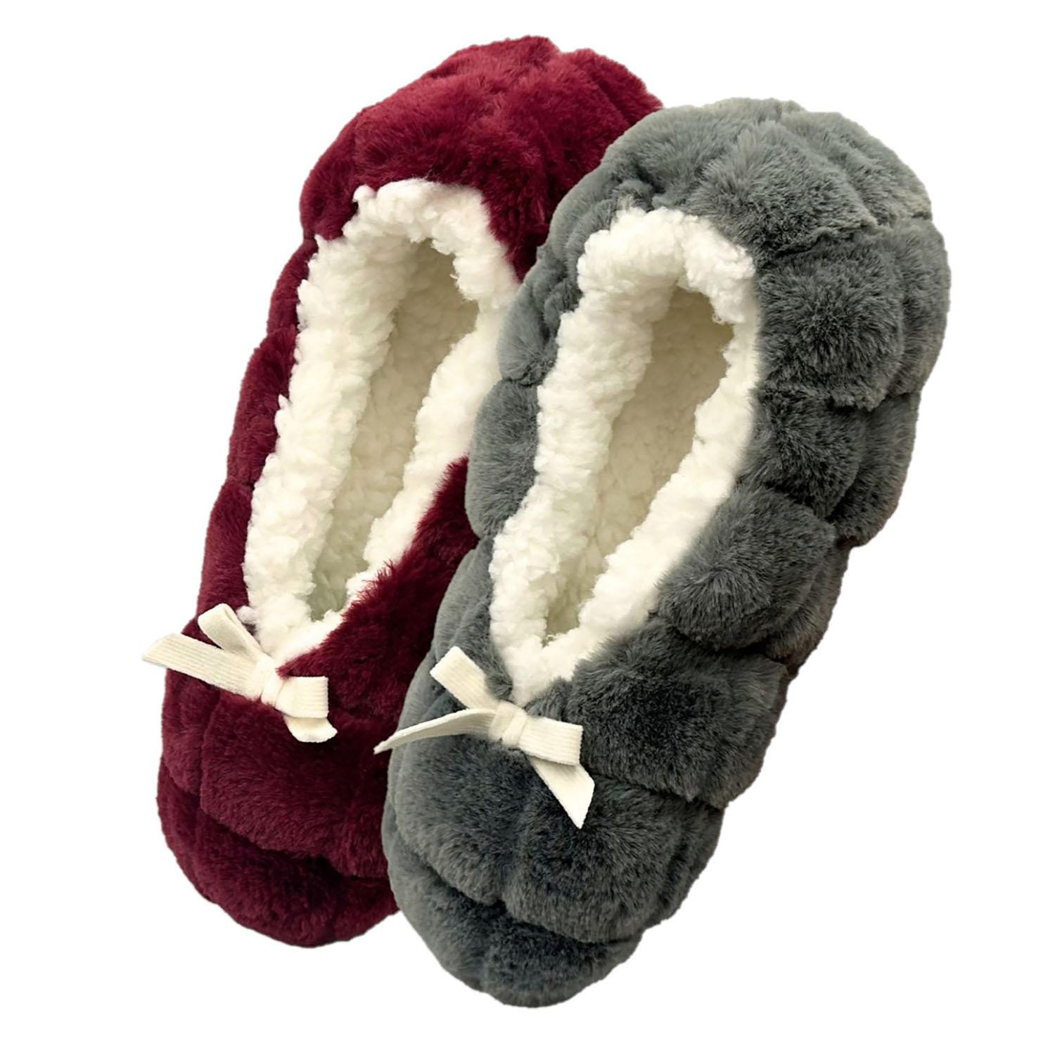 Brookstone 2-Pack Cozy Slipper Socks - BURGUNDY/GREY:- Burgundy/Grey Pack | Sam's Club
