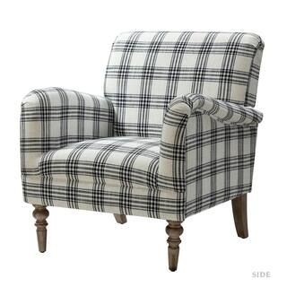 JAYDEN CREATION Mandan Black Upholstered Accent Amchair with Plaid Pattern HCHS0193-BLACK - The H... | The Home Depot