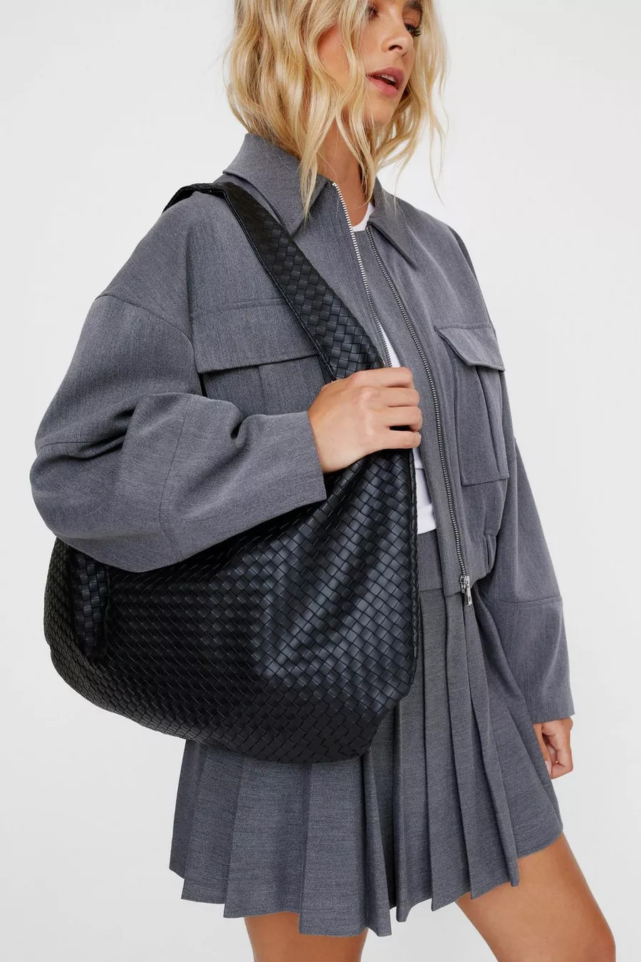 Faux Leather Woven Day Bag | Nasty Gal US