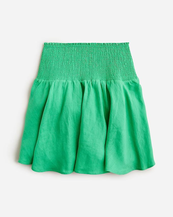 Smocked-waist linen mini skirt | J.Crew US