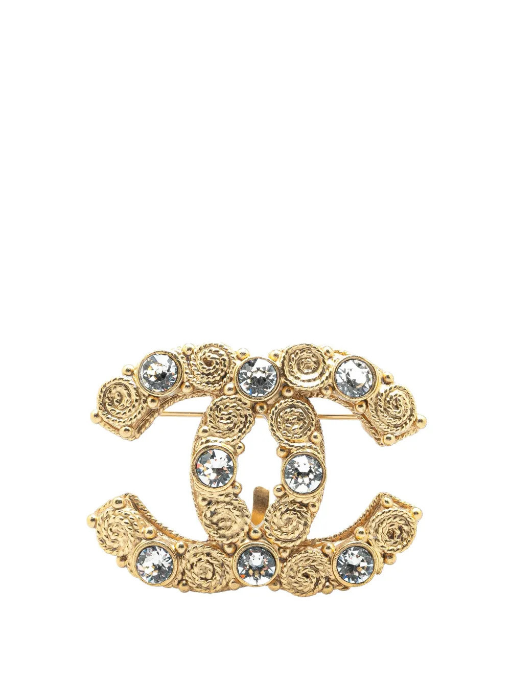 CHANEL Pre-Owned 2006 Gold Plated CC Crystal Brooch costume brooch | Farfetch Global