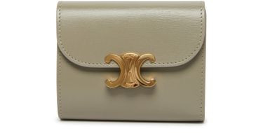 Triomphe Small Flap Wallet In Shiny Calfskin - CELINE | 24S US