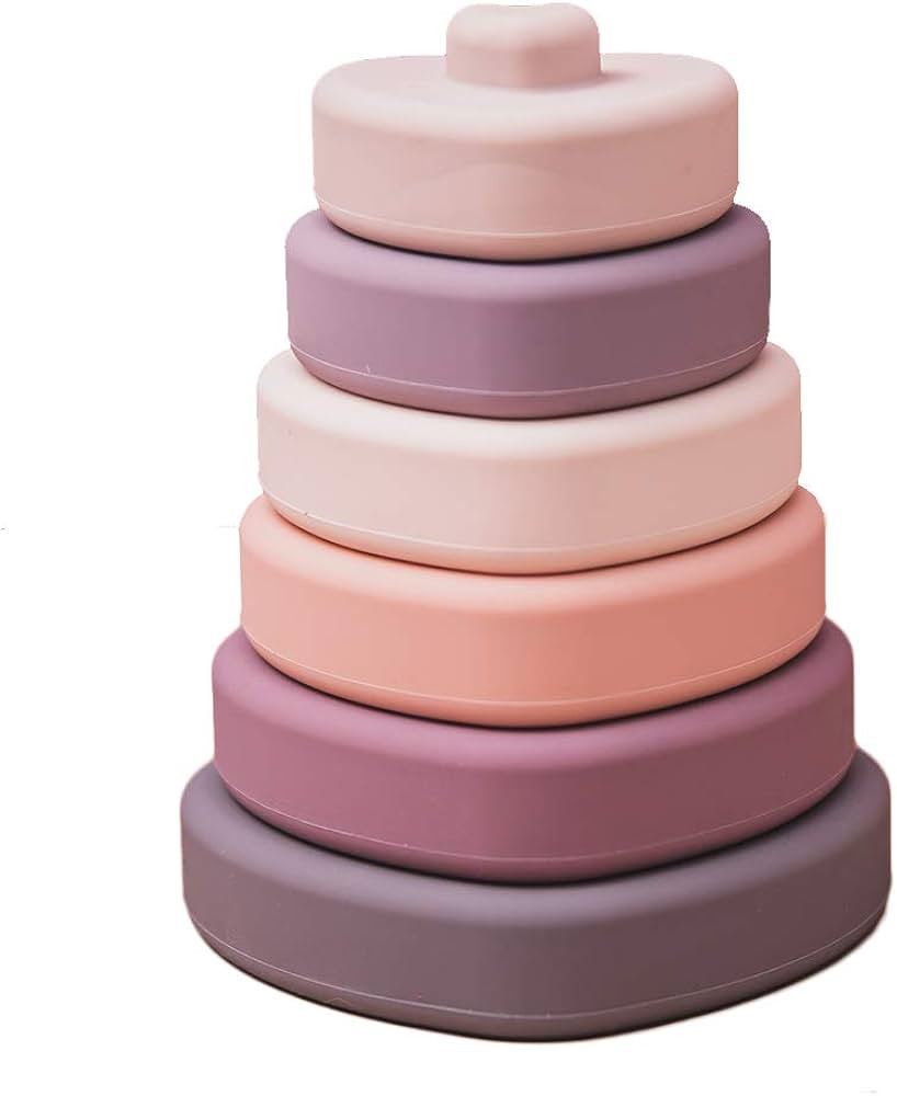 Promise Babe Silicone Stacking Toys Heart Shape Stacking Blocks Soft Baby Toy 6pcs Building Stack... | Amazon (US)