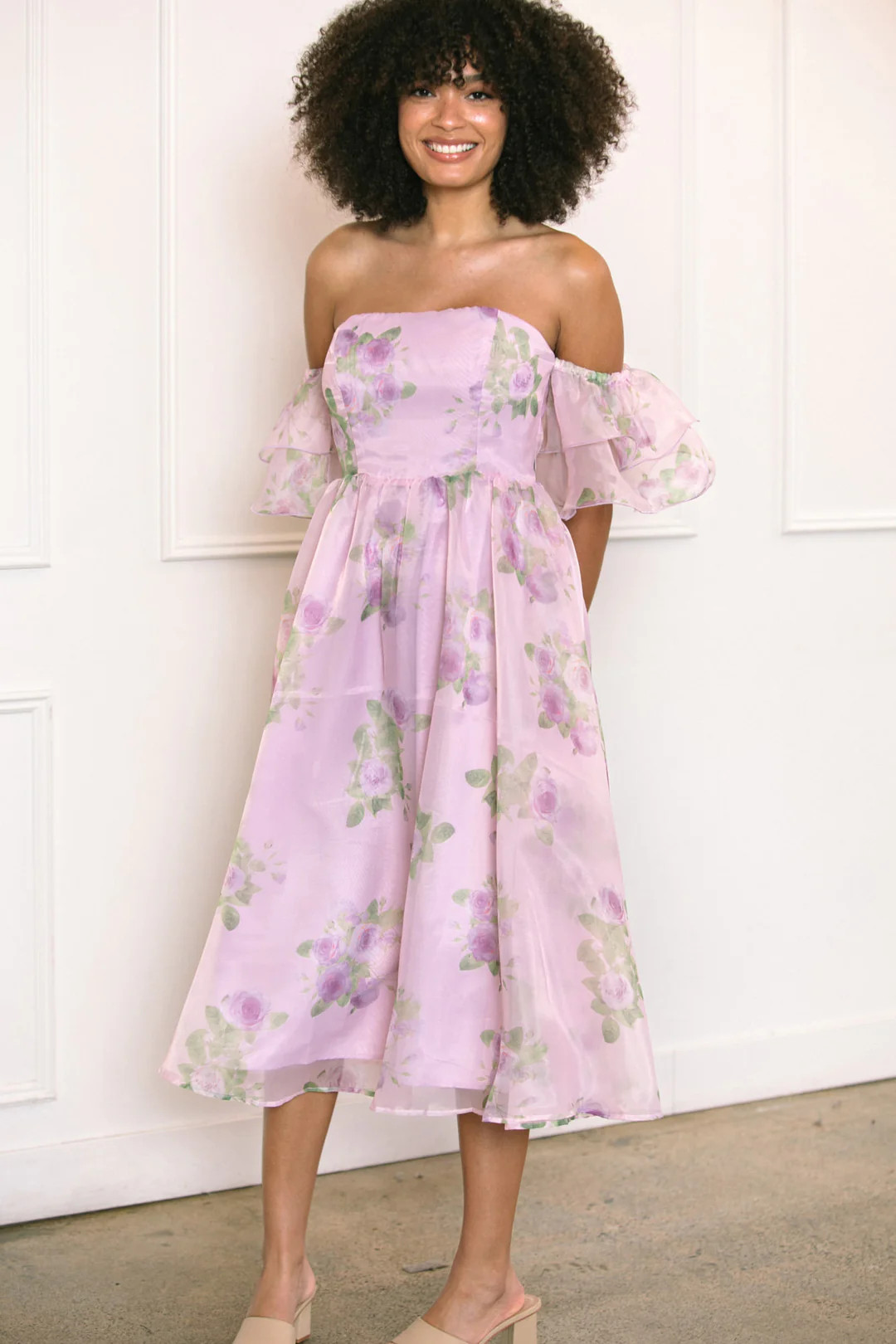 Jamie Off Shoulder Dress | Morning Lavender