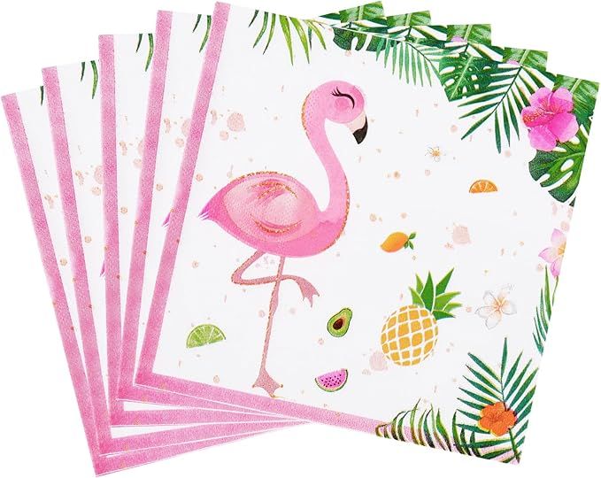 WERNNSAI Flamingo Party Supplies - 50PCS Disposable Dinner Party Luncheon Napkins Hawaiian Luau T... | Amazon (US)